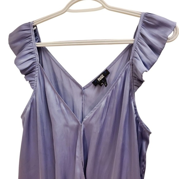 Paige Ruffle Sleeve Bodysuit Top Blouse Lavender Purple V-Neck Medium - Picture 5 of 9